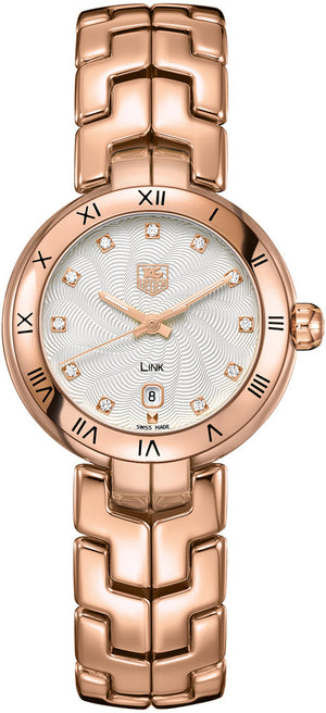 Tag Heuer Link Diamonds Silver Dial Rose Gold Steel Strap Watch for Women - WAT1441.BG0959