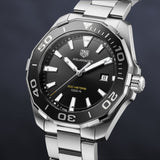 Buy Shop Tag Heuer Aquaracer Quartz Black Dial Silver Steel Strap Watch for Men - WAY101A.BA0746 USA Online