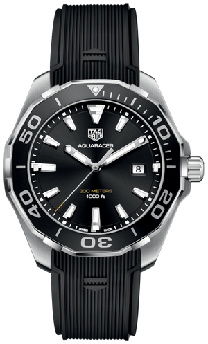 Buy Shop Tag Heuer Aquaracer Quartz Black Dial Black Rubber Strap Watch for Men - WAY101A.FT6141 USA Online