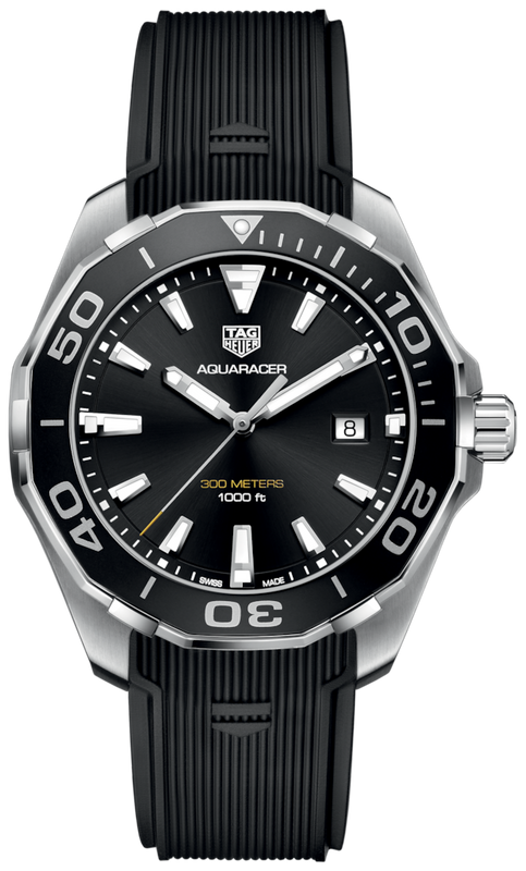 Buy Shop Tag Heuer Aquaracer Quartz Black Dial Black Rubber Strap Watch for Men - WAY101A.FT6141 USA Online