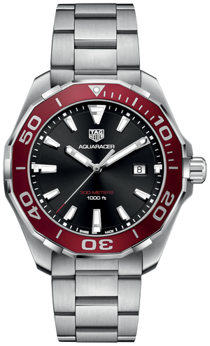 Buy Shop Tag Heuer Aquaracer Black Dial Silver Steel Strap Watch for Men - WAY101B.BA0746 USA Online