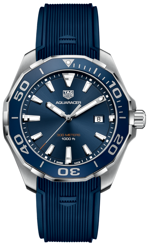 Buy Shop Tag Heuer Aquaracer Quartz Blue Dial Blue Rubber Strap Watch for Men - WAY101C.FT6153 USA Online