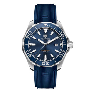 Buy Shop Tag Heuer Aquaracer Quartz Blue Dial Blue Rubber Strap Watch for Men - WAY101C.FT6153 USA Online