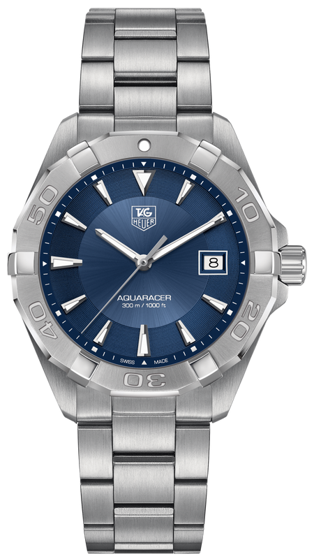 Buy Shop Tag Heuer Aquaracer Quartz Blue Dial Silver Steel Strap Watch for Men - WAY1112.BA0928 USA Online