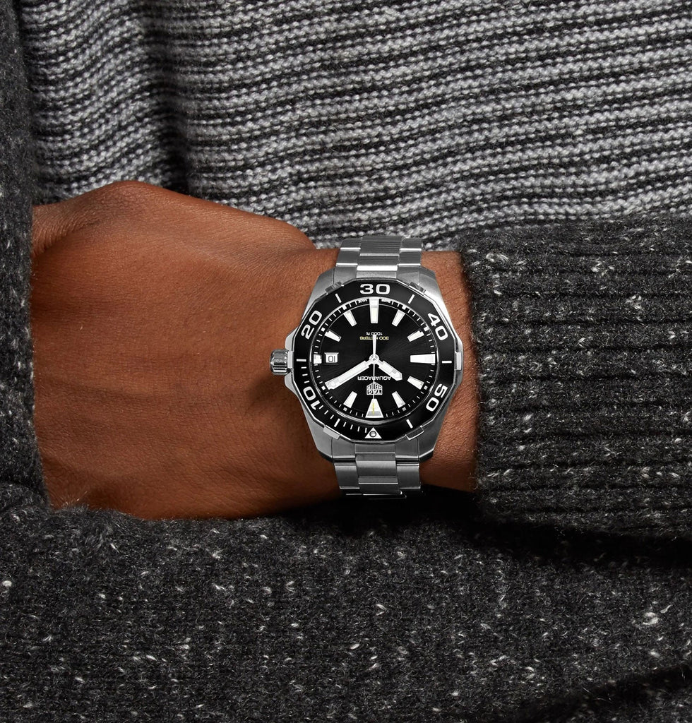 Buy Shop Tag Heuer Aquaracer Black Dial Silver Steel Strap Watch for Men - WAY111A.BA0928 USA Online