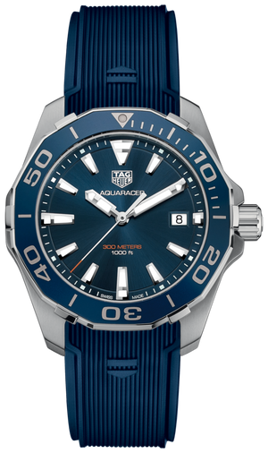 Buy Shop Tag Heuer Aquaracer Blue Dial Blue Rubber Strap Watch for Men - WAY111C.FT6155 USA Online