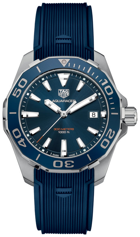 Buy Shop Tag Heuer Aquaracer Blue Dial Blue Rubber Strap Watch for Men - WAY111C.FT6155 USA Online