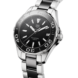 Buy Shop Tag Heuer Aquaracer Quartz Black Dial Two Tone Steel Strap Watch for Men - WAY131A.BA0913 USA Online