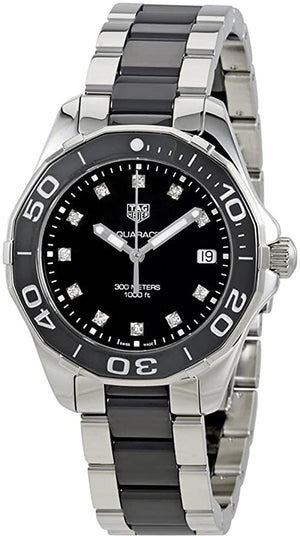 Buy Shop Tag Heuer Aquaracer Quartz Black Dial Two Tone Steel Strap Watch for Women - WAY131C.BA0913 USA Online