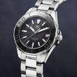 Buy Shop Tag Heuer Aquaracer Quartz Black Dial Silver Steel Strap Watch for Women - WAY131K.BA0748 USA Online