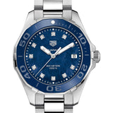 Buy Shop Tag Heuer Aquaracer Diamonds Blue Dial Silver Steel Strap Watch for Women - WAY131L.BA0748 USA Online