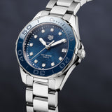 Buy Shop Tag Heuer Aquaracer Diamonds Blue Dial Silver Steel Strap Watch for Women - WAY131L.BA0748 USA Online