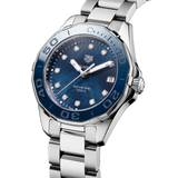Buy Shop Tag Heuer Aquaracer Diamonds Blue Dial Silver Steel Strap Watch for Women - WAY131L.BA0748 USA Online