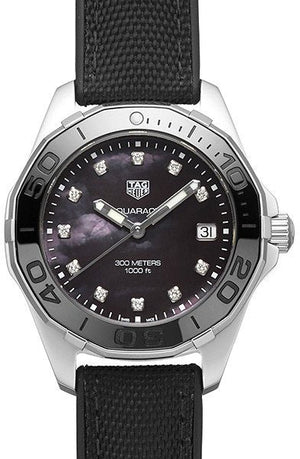 Buy Shop Tag Heuer Aquaracer Quartz Mother of Pearl Black Dial Black NATO Strap Watch for Women - WAY131M.FT6092 USA Online