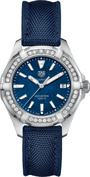 Buy Shop Tag Heuer Aquaracer Quartz Diamonds Blue Dial Blue Nylon Strap Watch for Women - WAY131N.FT6091 USA Online