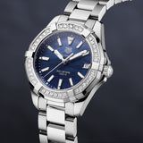 Buy Shop Tag Heuer Aquaracer Quartz Diamonds Blue Dial Silver Steel Strap Watch for Women - WAY131N.BA0748 USA Online