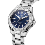 Buy Shop Tag Heuer Aquaracer Quartz Diamonds Blue Dial Silver Steel Strap Watch for Women - WAY131N.BA0748 USA Online