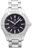 Buy Shop Tag Heuer Aquaracer Quartz Diamonds Black Dial Silver Steel Strap Watch for Women - WAY131P.BA0748 USA Online
