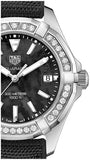 Buy Shop Tag Heuer Aquaracer Diamonds Mother of Pearl Black Dial Black Nylon Strap Watch for Women - WAY131P.FT6092 USA Online