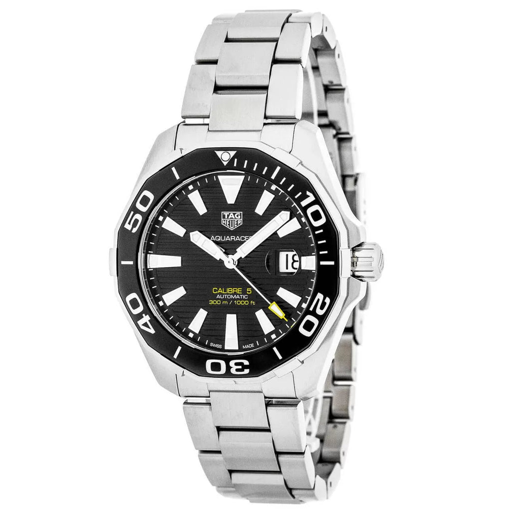 Buy Shop Tag Heuer Aquaracer Caliber 5 Black Dial Silver Steel Strap Watch for Men - WAY201A .BA0927 USA Online
