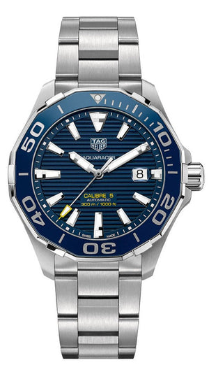 Buy Shop Tag Heuer Aquaracer Calibre 5 Blue Dial Silver Steel Strap Watch for Men - WAY201B.BA0927 USA Online