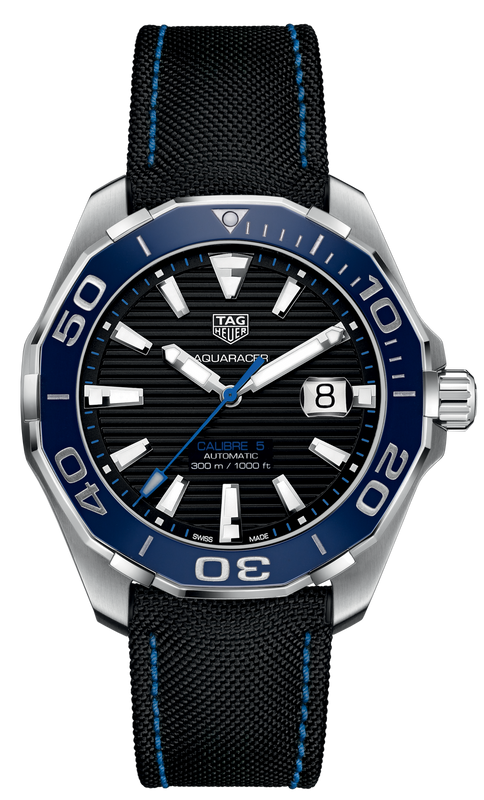 Buy Shop Tag Heuer Aquaracer Calibre 5 Automatic Black Dial Black Nylon Strap Watch for Men - WAY201C.FC6395 USA Online