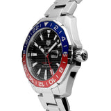 Buy Shop Tag Heuer Aquaracer GMT Caliber 7 Pepsi Black Dial Silver Steel Strap Watch for Men - WAY201F.BA0927 USA Online
