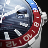 Buy Shop Tag Heuer Aquaracer GMT Caliber 7 Pepsi Black Dial Silver Steel Strap Watch for Men - WAY201F.BA0927 USA Online