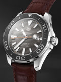 Buy Shop Tag Heuer Aquaracer Caliber 5 Black Dial Brown Leather Strap Watch for Men - WAY201M.FC6474 USA Online