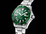 Buy Shop Tag Heuer Aquaracer Calibre 5 Green Dial Silver Steel Strap Watch for Men - WAY201S.BA0927 USA Online