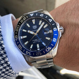 Buy Shop Tag Heuer Aquaracer GMT Calibre 6 Automatic Blue Dial Silver Steel Strap Watch for Men - WAY201T.BA0927 USA Online