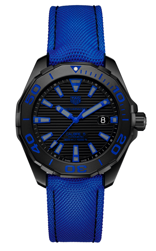 Buy Shop Tag Heuer Aquaracer Calibre 5 Automatic Titanium Blue Dial Blue Nylon Strap Watch for Gents - WAY208B.FC6382 USA Online