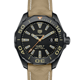 Buy Shop Tag Heuer Aquaracer 300 Calibre 5 Automatic Black Dial Brown Nylon Strap Watch for Men - WAY208C.FC6383 USA Online