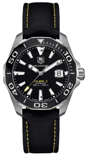 Buy Shop Tag Heuer Aquaracer Calibre 5 Automatic Black Dial Black Nylon Strap Watch for Men - WAY211A.FC6362 USA Online