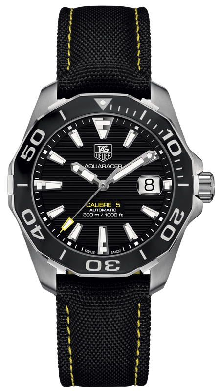 Buy Shop Tag Heuer Aquaracer Calibre 5 Automatic Black Dial Black Nylon Strap Watch for Men - WAY211A.FC6362 USA Online