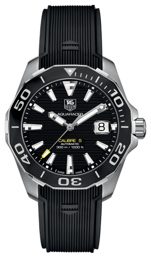 Buy Shop Tag Heuer Aquaracer Calibre 5 Automatic Black Dial Black Rubber Strap Watch for Men - WAY211A.FT6151 USA Online
