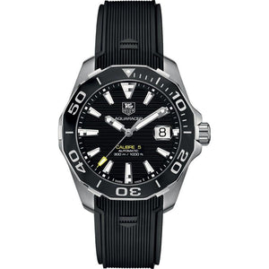 Buy Shop Tag Heuer Aquaracer Calibre 5 Automatic Black Dial Black Rubber Strap Watch for Men - WAY211A.FT6151 USA Online