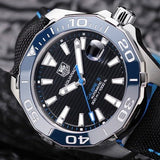 Buy Shop Tag Heuer Aquaracer Calibre 5 Automatic Black Dial Black Nylon Strap Watch for Men - WAY211B.FC6363 USA Online