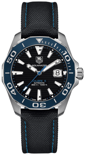 Buy Shop Tag Heuer Aquaracer Calibre 5 Automatic Black Dial Black Nylon Strap Watch for Men - WAY211B.FC6363 USA Online