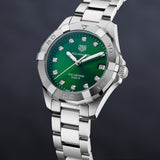 Buy Shop Tag Heuer Aquaracer Diamonds Emerald Green Dial Silver Steel Strap Watch for Women - WBD1316.BA0740 USA Online