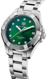 Buy Shop Tag Heuer Aquaracer Diamonds Emerald Green Dial Silver Steel Strap Watch for Women - WBD1316.BA0740 USA Online