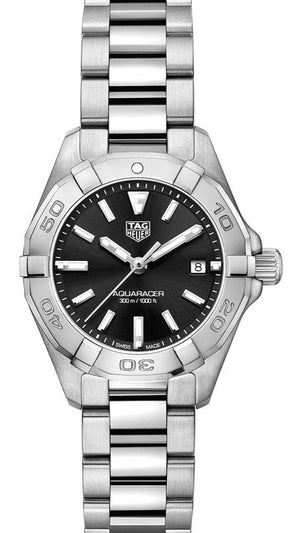 Tag Heuer Aquaracer Quartz Black Dial Silver Steel Strap Watch for Women - WBD1410.BA0741