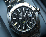 Tag Heuer Aquaracer Automatic Caliber 5 Black Dial Silver Steel Strap Watch for Men - WBD2110.BA0928