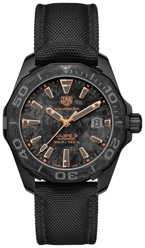 Buy Shop Tag Heuer Aquaracer Calibre 5 Black NATO Strap Carbon Dial Watch for Men - WBD218A.FC6445 USA Online