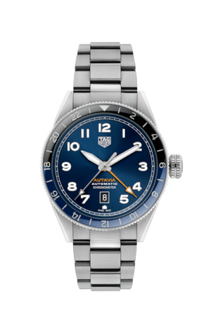 Buy Shop Tag Heuer Autavia Cosc GMT Automatic Blue Dial Silver Steel Strap Watch for Men - WBE511A.BA0650 USA Online