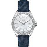 Buy Shop Tag Heuer Formula 1 Quartz Diamonds Mother of Pearl Dial Blue Leather Strap Watch for Women - WBJ131A.FC8251 USA Online