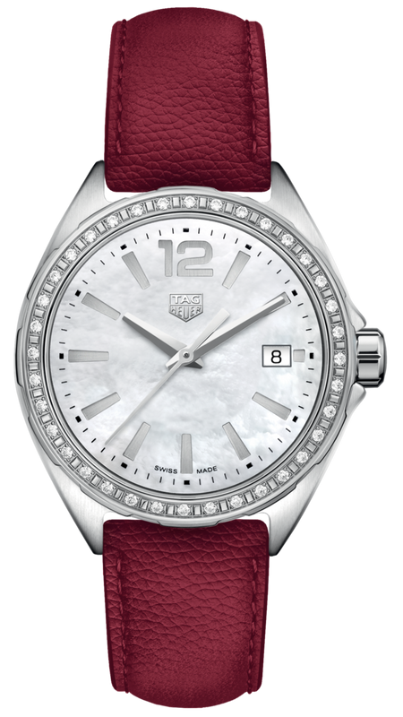 Buy Shop Tag Heuer Formula 1 Quartz Mother of Pearl Dial Red Leather Strap Watch for Women - WBJ131A.FC8253 USA Online