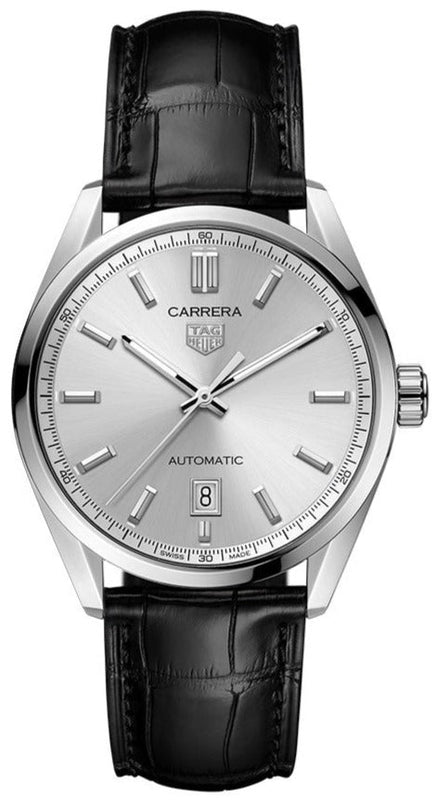Buy Shop Tag Heuer Carrera Date Silver Dial Black Leather Strap Watch for Men - WBN2111.FC6505 USA Online