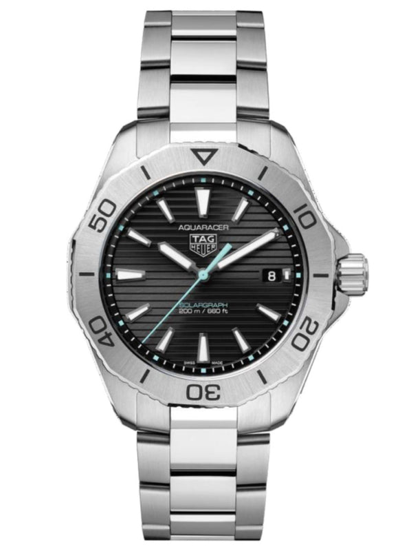 Buy Shop Tag Heuer Aquaracer Professional 200 Solargraph Quartz Black Dial Silver Steel Strap Watch for Men - WBP1114.BA0000 USA Online