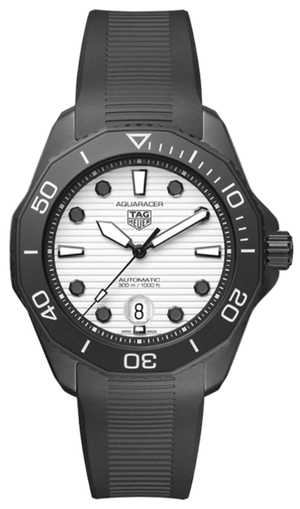Buy Shop Tag Heuer Aquaracer Professional 300 Automatic White Dial Black Rubber Strap Watch for Men - WBP201D.FT6197 USA Online